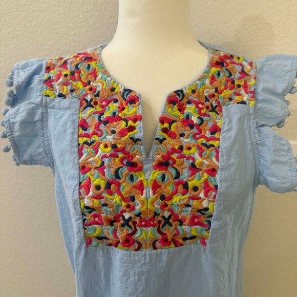 Embroidered Ruffle Sleeveless Boho Dress [L] - Picture 3 of 3